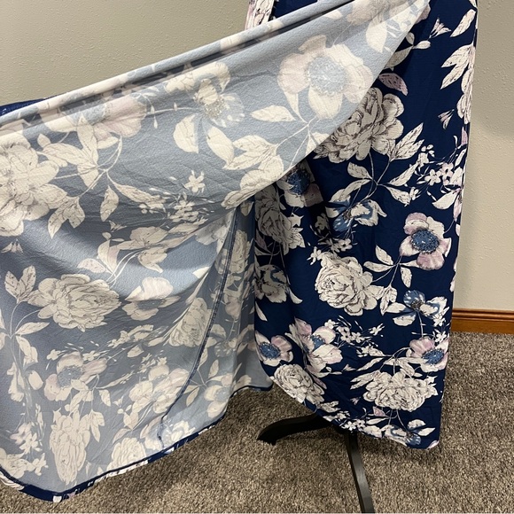 Short sleeves navy Floral maxi Wrap Dress - Picture 5 of 12